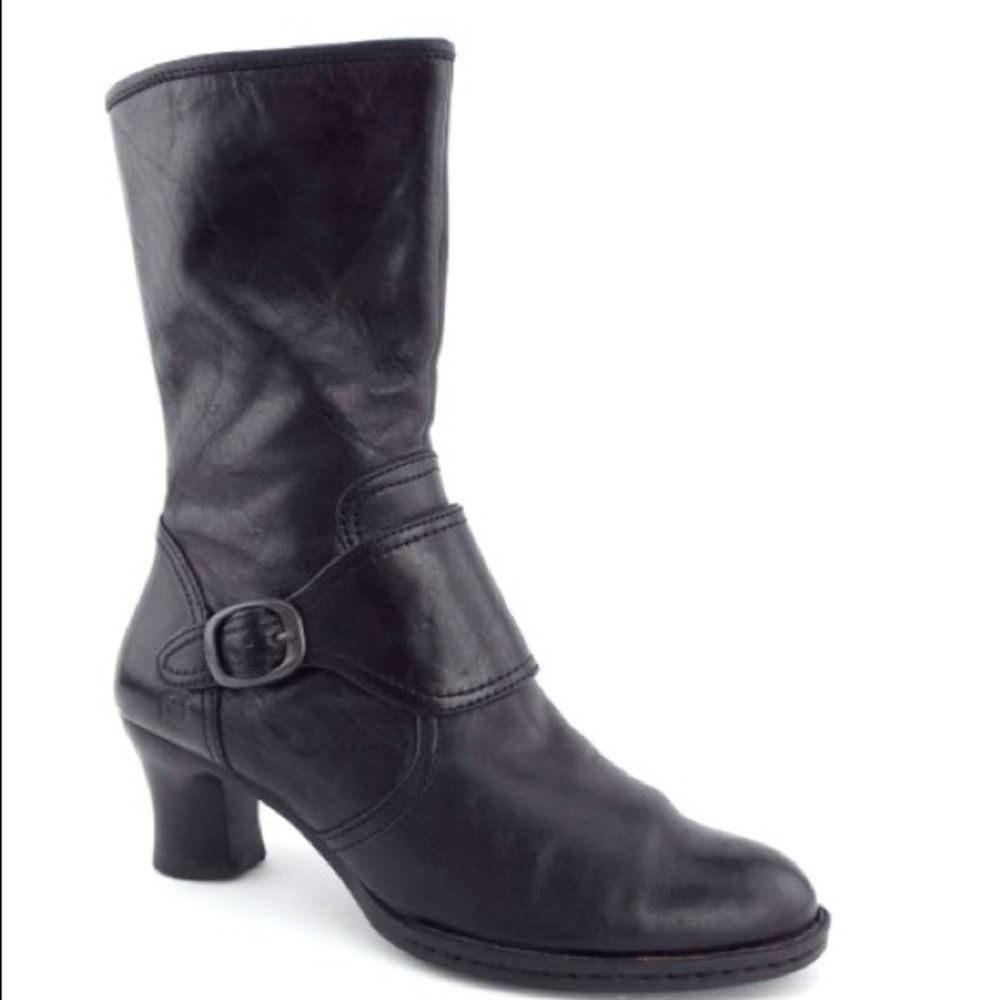 Born Black Leather High Ankle Boots
